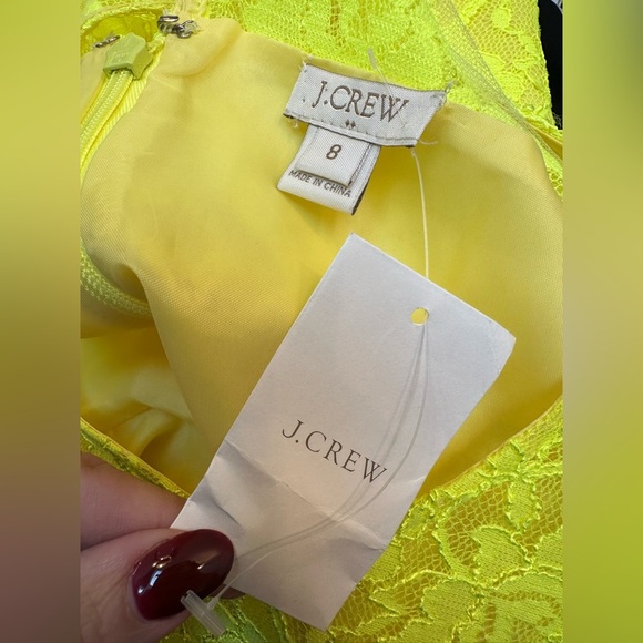J. Crew Sleeveless Neon Chartreuse Lace Overlay Back Zip Dress Size 8 Medium NWT - Picture 10 of 16